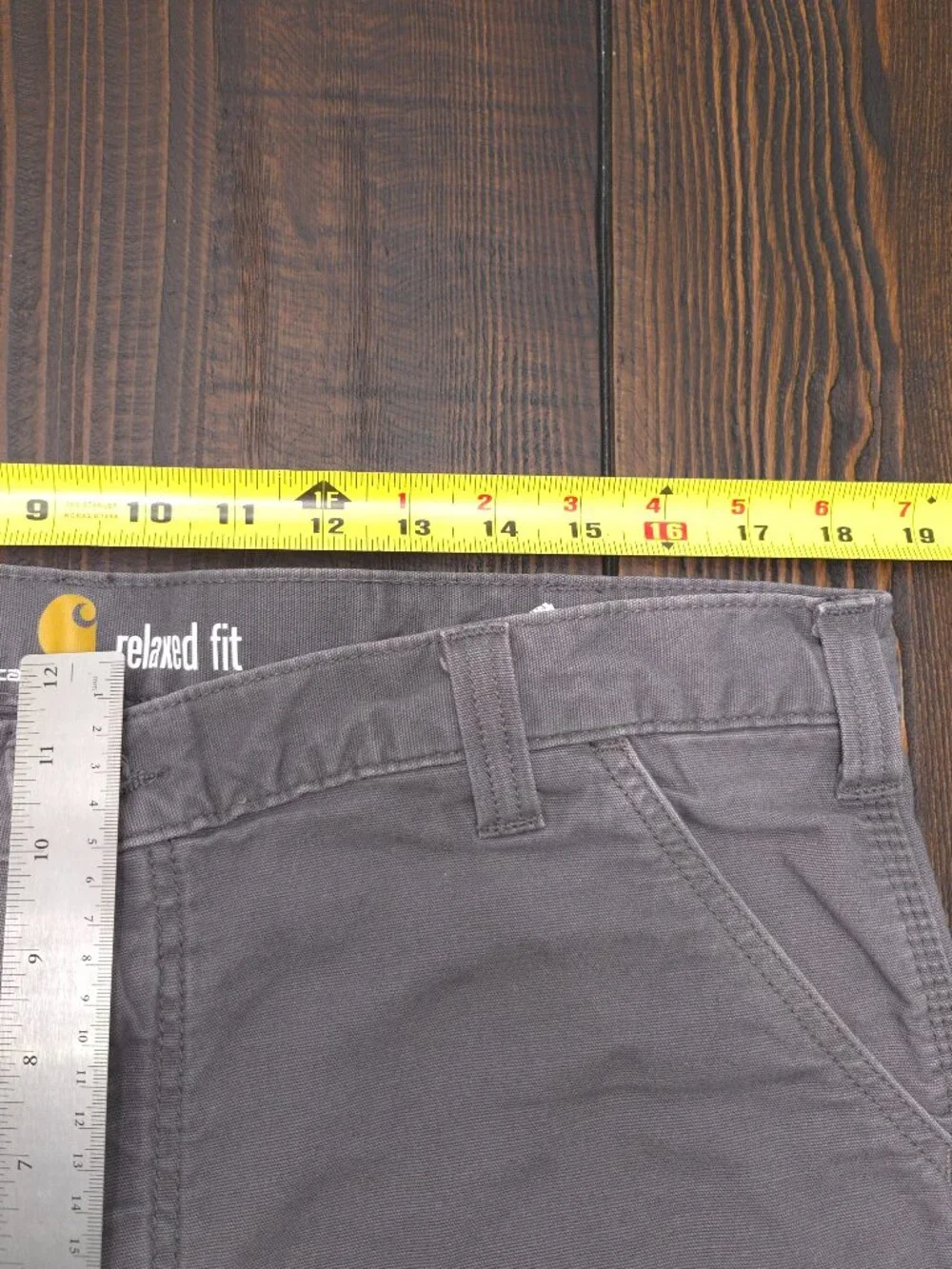 Carhartt Shorts Mens 36 Gray Relaxed Fit Carpenter Canvas Logo Work 9